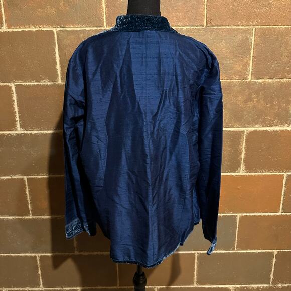 Chico's Blue 100% Silk Jacket Blazer Women's Size 3 XL - Picture 5 of 7